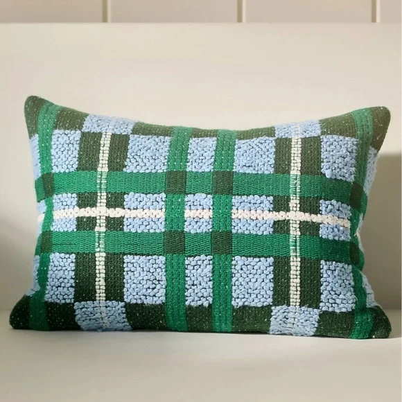 NEW Anthropologie Selene Plaid Woven Pillow, 14x20” - Picture 1 of 4